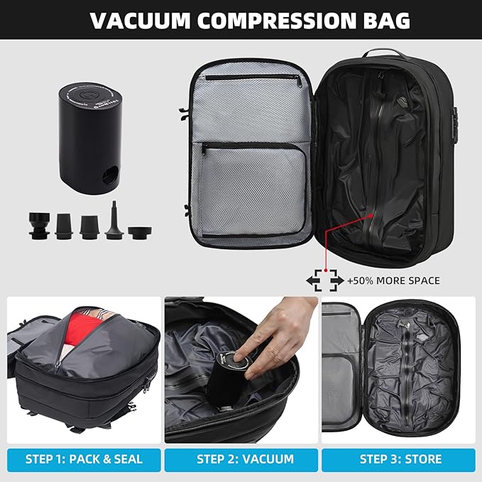 Vacuum Backpack Travel Seal Compression: Vacpack with Electric Air Pump - Image 3