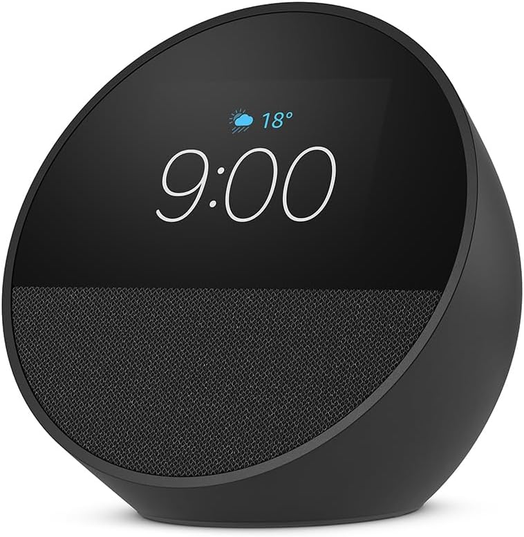Echo Spot (newest model), Great for nightstands, offices and kitchens, Smart alarm clock with Alexa+ Early Access
