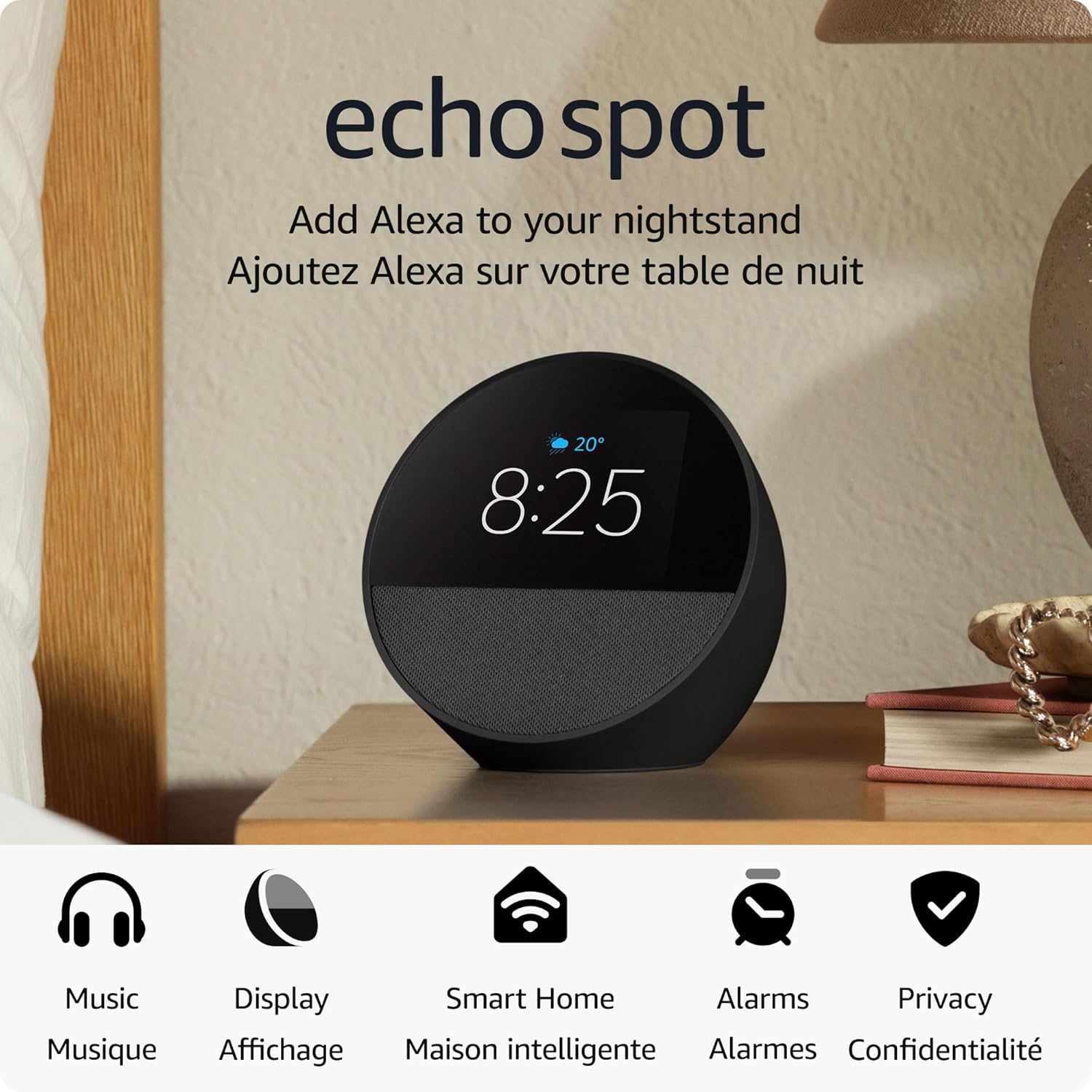 Echo Spot (newest model), Great for nightstands, offices and kitchens, Smart alarm clock with Alexa+ Early Access - Image 7